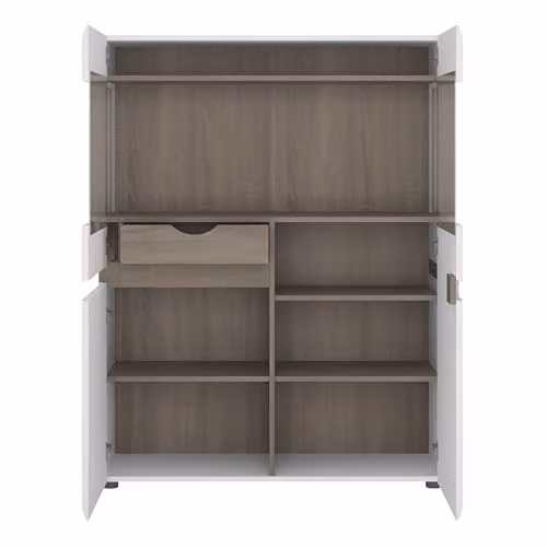 Furniture To Go Chelsea White High Gloss and Oak Low Display Cabinet, Width: 109 cm – 3