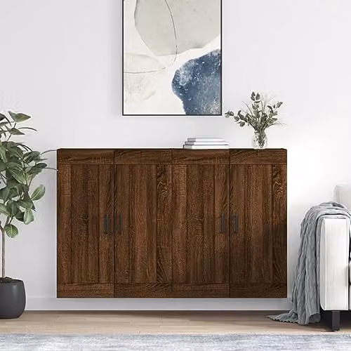 vidaXL Set of 2 Wall Mounted Cabinets in Brown Oak Engineered Wood – 2