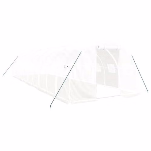 vidaXL Greenhouse with Steel Frame in White, 30 m2, W: 10 m, D: 3 m, H: 2 m