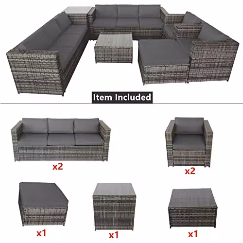 Oseasons Malta 9 Seat U-Shape Rattan Outdoor Furniture Set in Grey with Cushions – 4