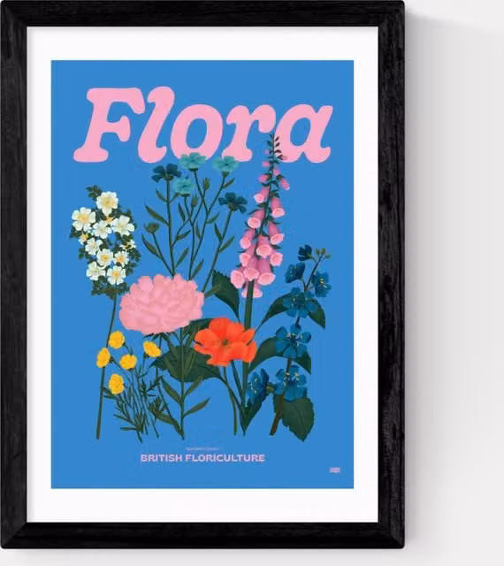 East End Prints Flora Botanical Framed Wall Art in Black and Multicolour