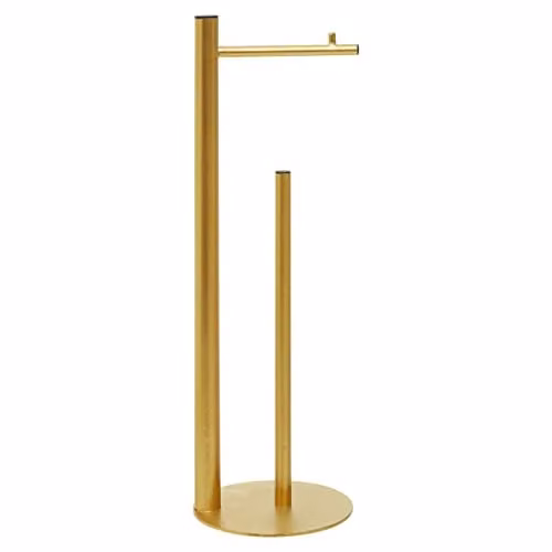 Premier Housewares Orsina Fay Gold Freestanding Metal Toilet Roll Holder with Spare Roll Stand