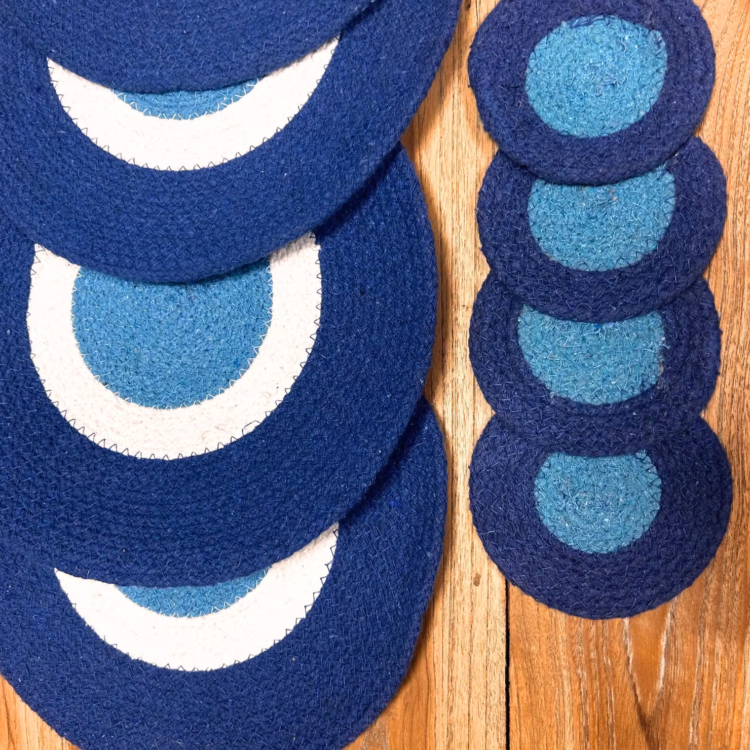 KDMD Set of Blue Evil Eye Jute Rope Coasters and Placemats – 2