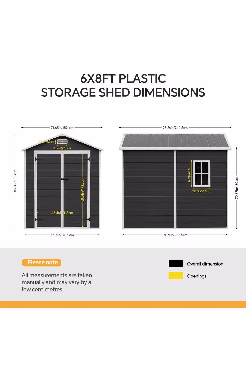 Living and Home Black Plastic Outdoor Garden Storage Shed with Gable Roof, W: 182.88 cm, D: 182.0 cm, H: 218.0 cm – 2