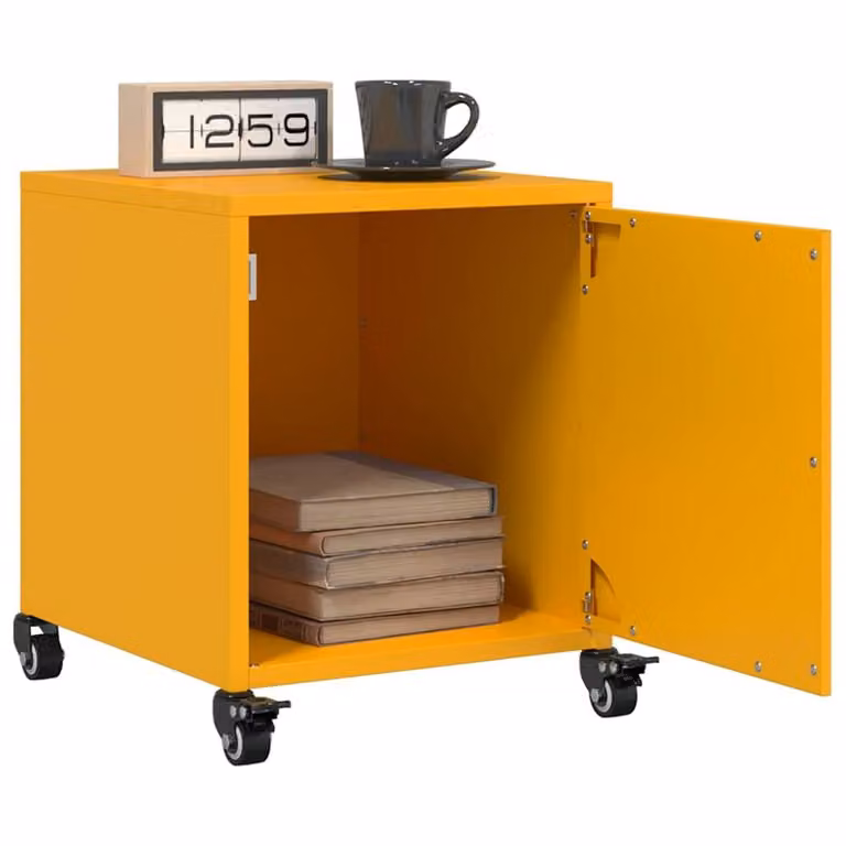 Berkfield Home Stylish Bedside Cabinets, 2 Piece, Mustard Yellow, W/D/H: 36 x 39 x 43.5 cm