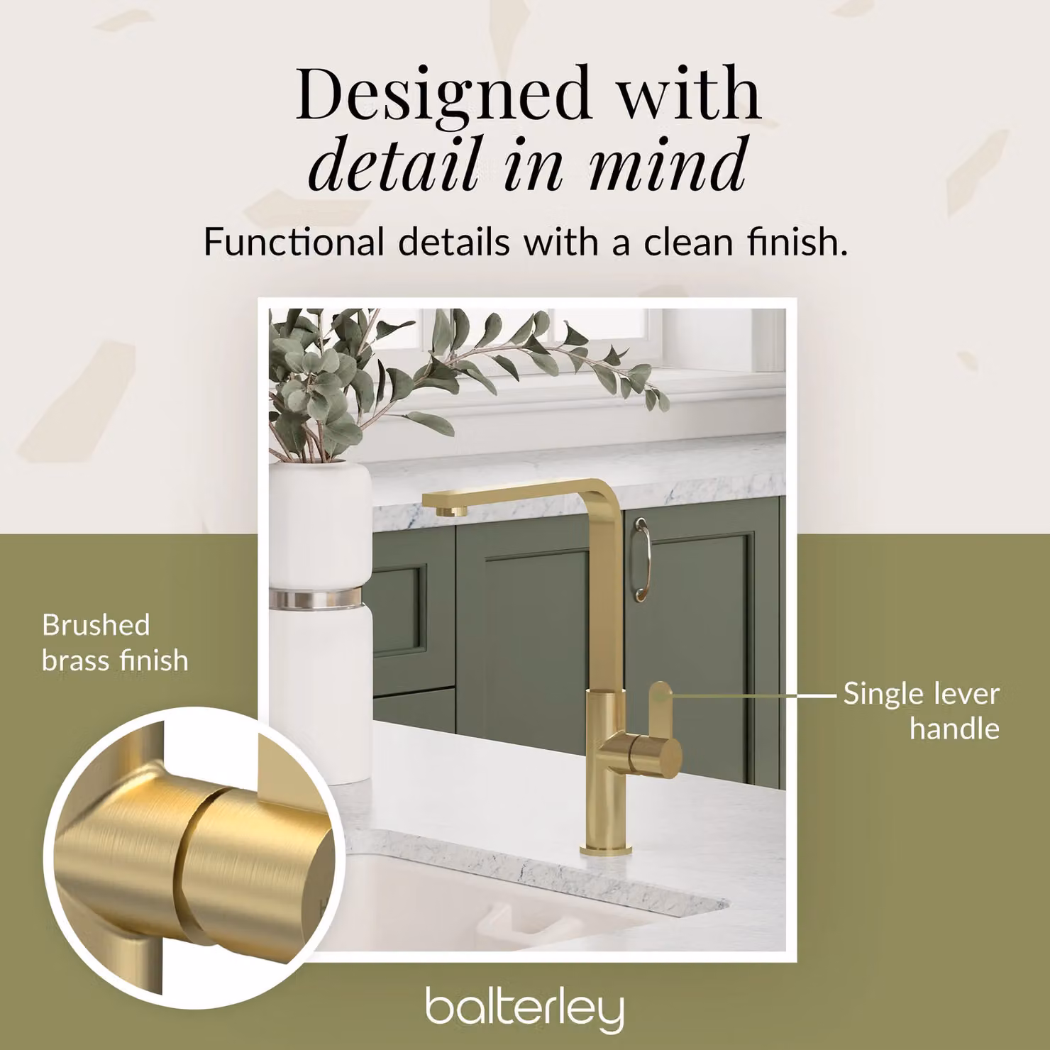 Balterley Chara Single Lever Mono Kitchen Mixer Sink Tap in Brushed Brass – 2