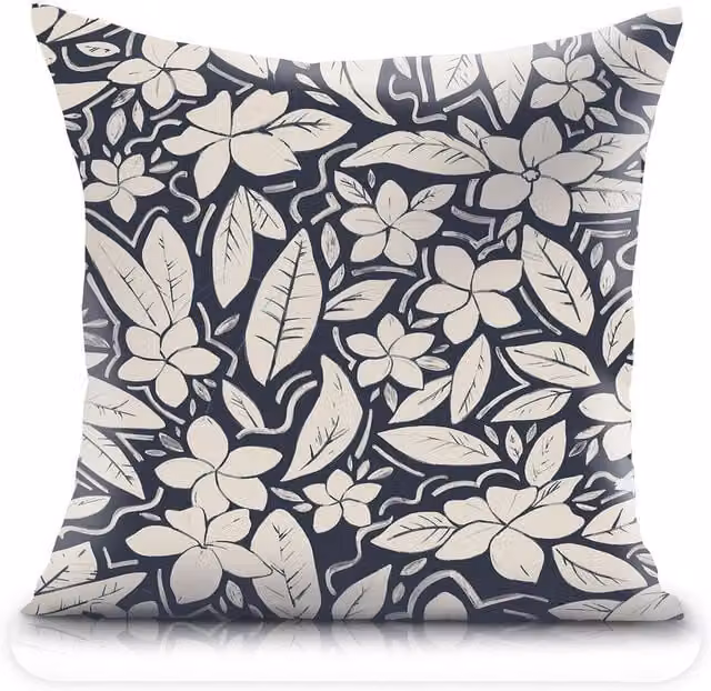Livinluxury Blue and White Floral Jumbo Cushion, W/D/H: 55 x 55 x 55 cm