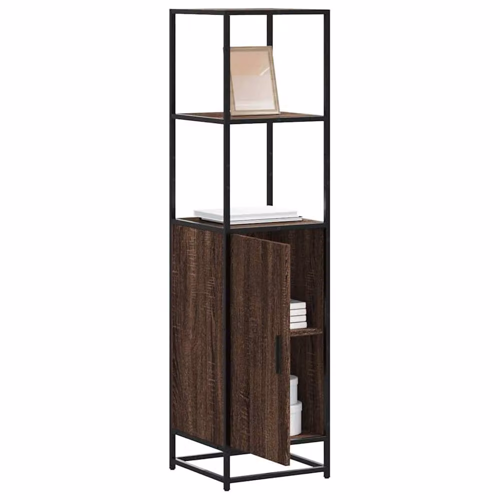 Berkfield Home Industrial Highboard in Brown Oak with Metal Accents, W/D/H: 35.5 x 35.5 x 139 cm – 2
