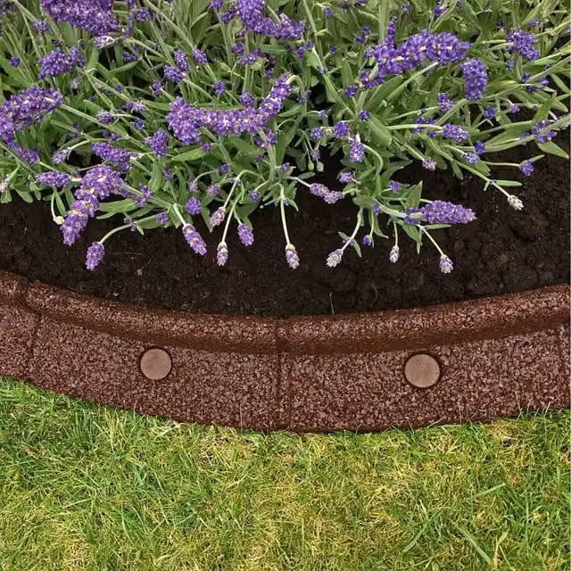 Primrose Flexible Weatherproof Rubber Lawn Edging, Brown, 15.24 m