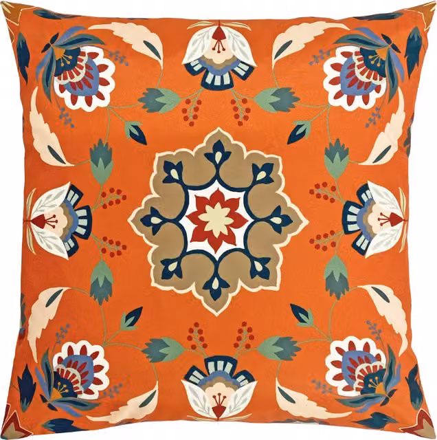 Make it a Home Folk Florals Square Outdoor Cushion Cover - Orange