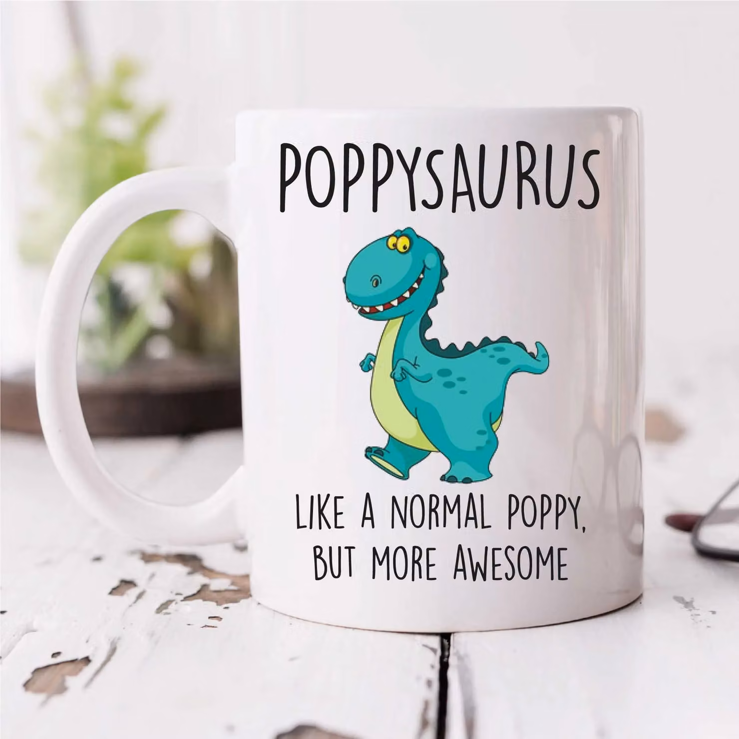 60 Second Makeover Poppysaurus Men's Ceramic Mug in White – 2