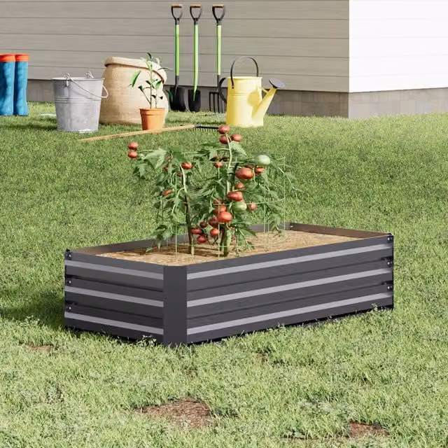 Breeins Grey Metal Raised Garden Bed W/D/H: 100 x 30 x 30 cm