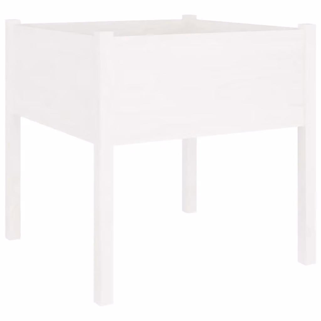 Berkfield Home White Solid Pinewood Garden Planter Tub W/D/H: 70 x 70 x 70 cm – 2