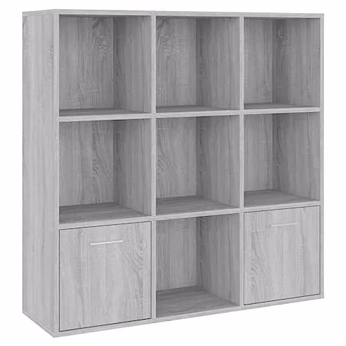 vidaXL Grey Sonoma Book Cabinet - Modern Freestanding MDF Storage Unit with Hinged Doors - W/D/H: 98 x 30 x 98 cm – 1