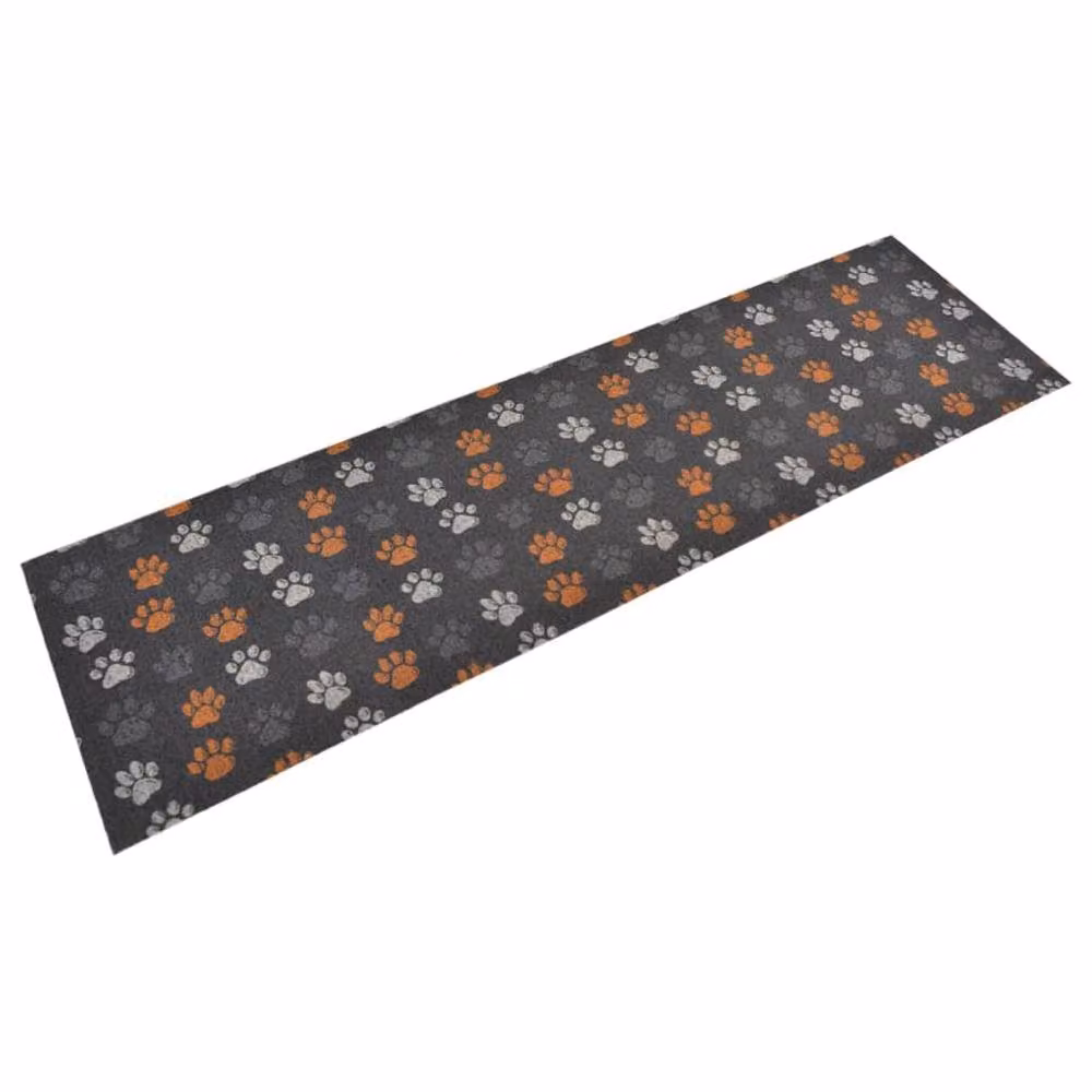 Berkfield Home Washable Paws Kitchen Rug, Grey Multicolour Velvet, W: 45 cm, L: 150 cm – 2
