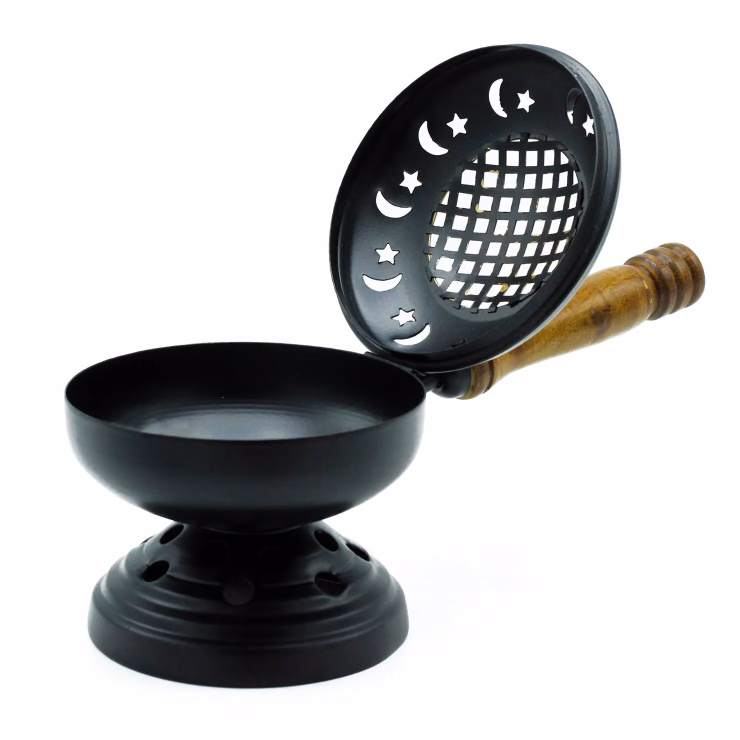 KDMD Large Metal Iron Censer Incense Burner on Stand in Grey with Gold Detail – 2