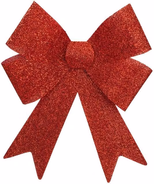 VFM e-Store Red Tinsel Bow Christmas Decoration W: 37 cm, D: 49 cm, H: 13 cm – 1