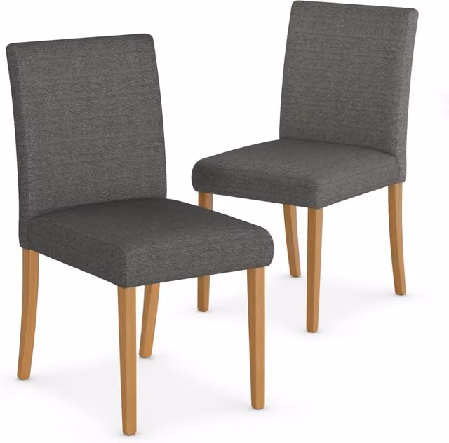M&S Set of 2 Tromso Scandinavian Dining Chairs in Grey Fabric with Beech Wood Legs