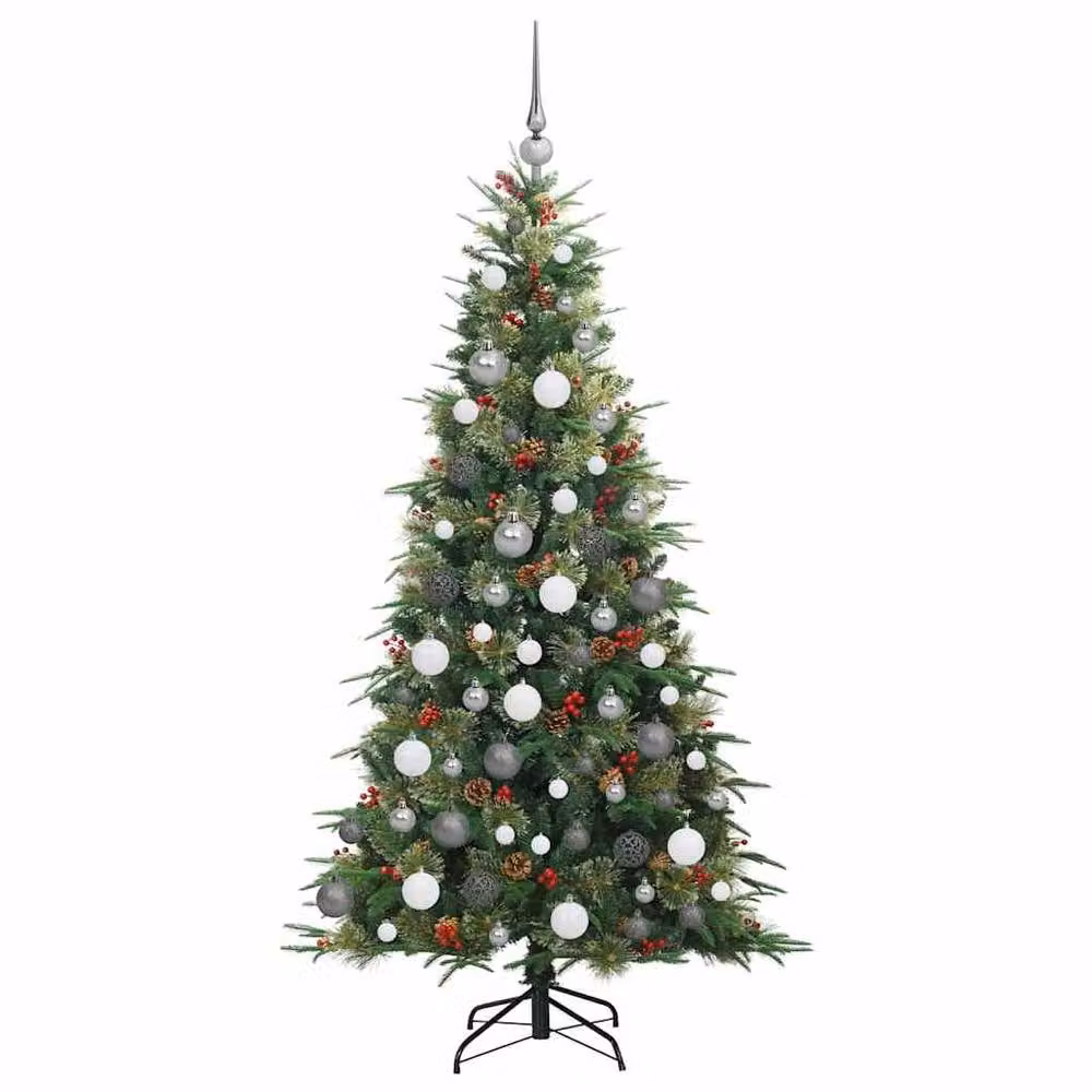 Berkfield Home Artificial Hinged Christmas Tree in Green, Height: 180 cm – 3