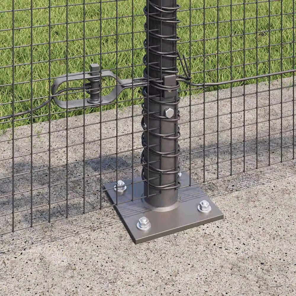 Berkfield Home Modern Welded Wire Fence with 13 Flanged Posts, Grey Steel, 0.5 x 50 m – 3