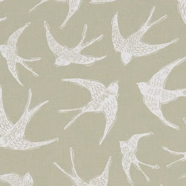 Clarke & Clarke Fly Away Sage Green Floral Cotton Fabric