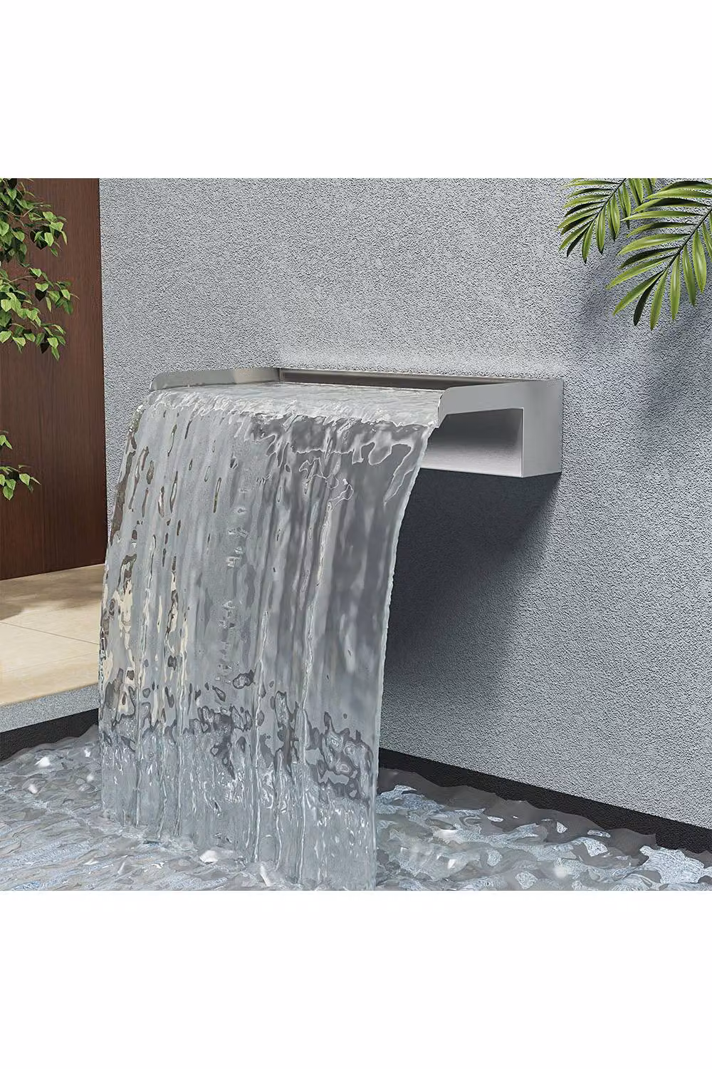 Living and Home Silver Stainless Steel Wall-Mounted Waterfall Pool Fountain, W/D: 40 x 20 cm – 2