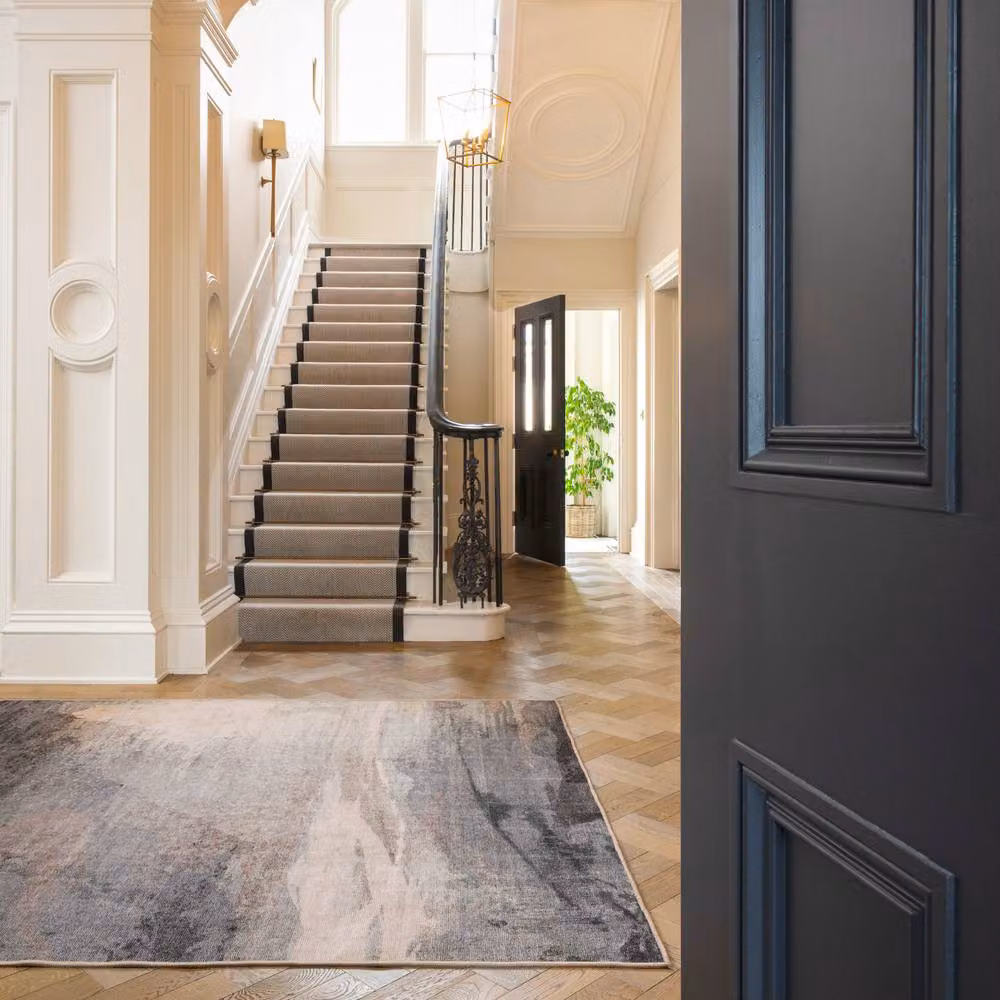 Kukoon Abstract Design Cotton Chenille Rug in Blue and Grey, W: 200 cm, L: 290 cm – 4