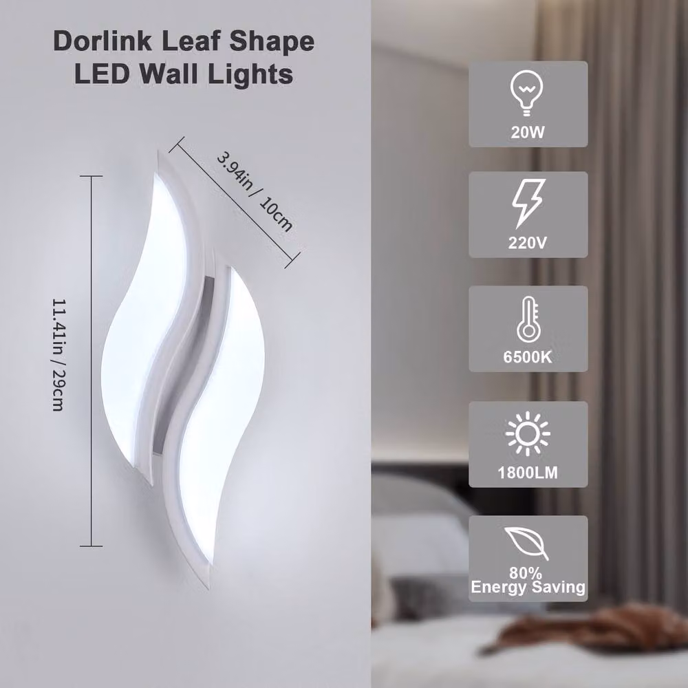 Pheashine White Aluminium Rectangular LED Wall Light, 20W, 2300 Lumens, 6500K Cool White – 2