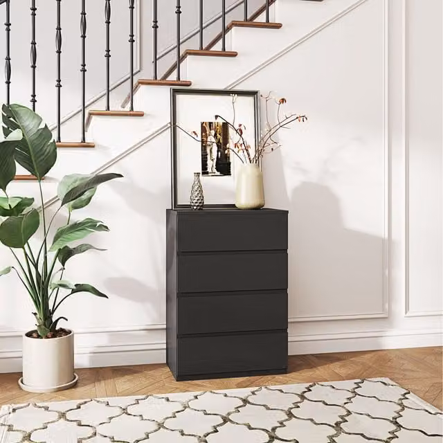 HOMCOM Modern Grey Chest of Drawers with Soft Closing Mechanism W: 80 cm, D: 33 cm