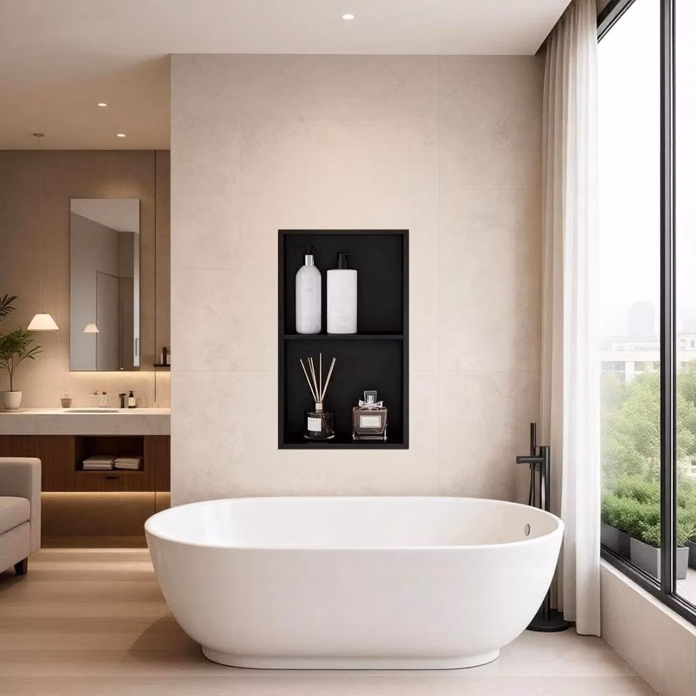 VOGREX Black Stainless Steel Waterproof Built-in Shower Niche Storage, W: 60.96 cm, H: 30.48 cm, D: 30.48 cm – 3