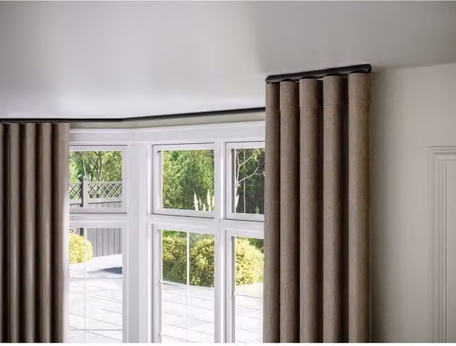 New Edge Blinds Styleline Gliding Curtain Pole Set with End Cap, Black, Width: 460 cm