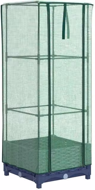 Berkfield Home Raised Bed with Greenhouse Cover in Blue Rattan Look, W/D/H: 40 x 40 x 123 cm