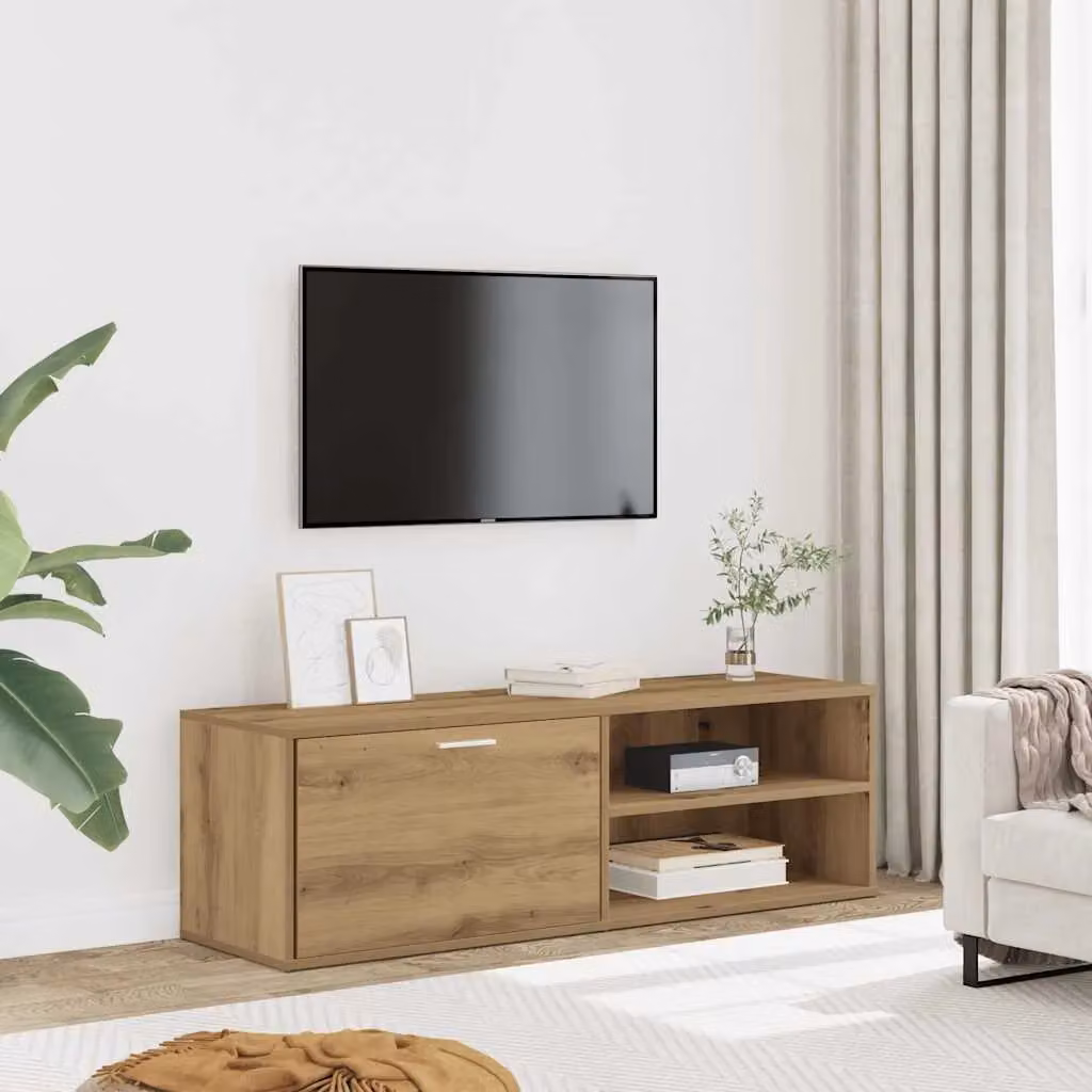 Berkfield Home Artisan Oak TV Cabinet in Brown, W/D/H: 120 x 34 x 37 cm – 2