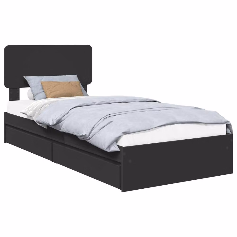 Berkfield Home Modern Storage Bed with Headboard and Drawers in Black, W/D/H: 190 x 75 x 75 cm – 2