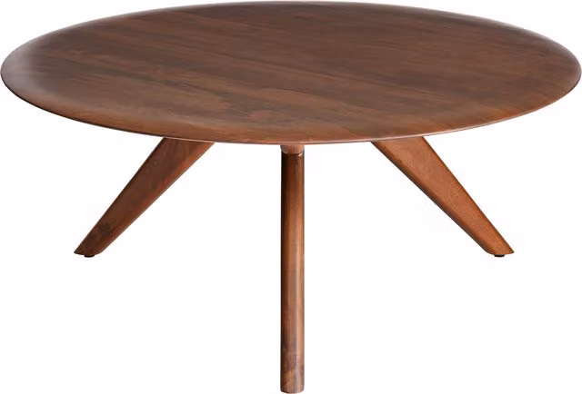 MH London Marcel Mid-Century Round Solid Wood Coffee Table in Walnut