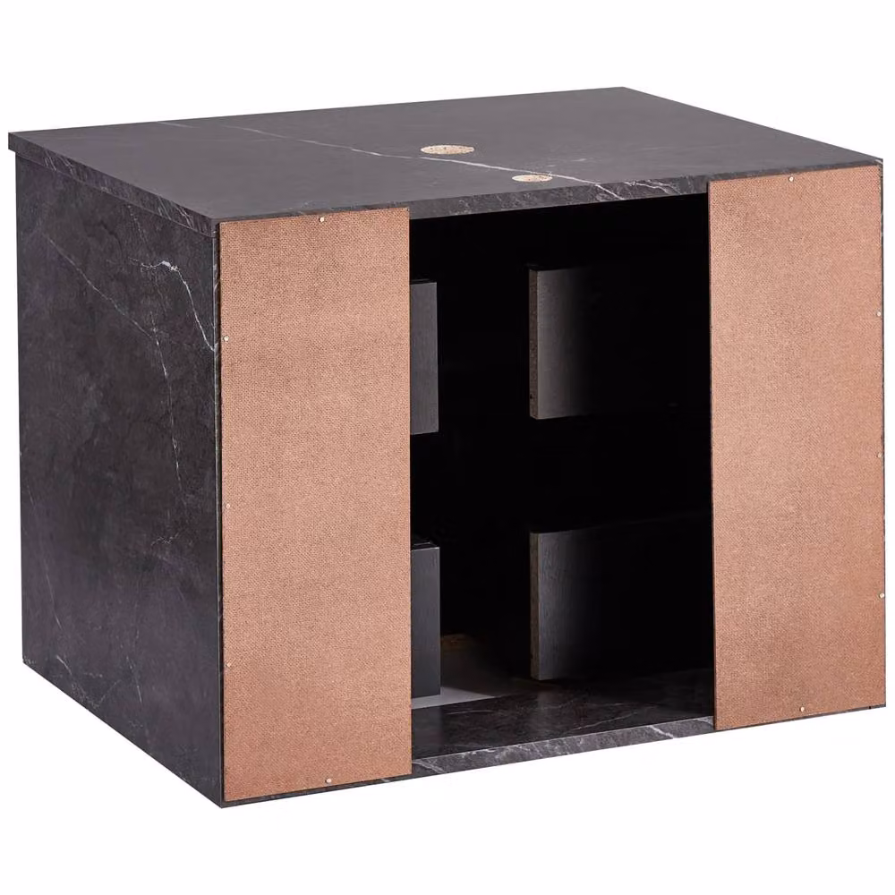 Wyld and Coco Black Marble Wall Mounted Fluted Front 2 Deep Drawers W: 60 cm, D: 47 cm – 5