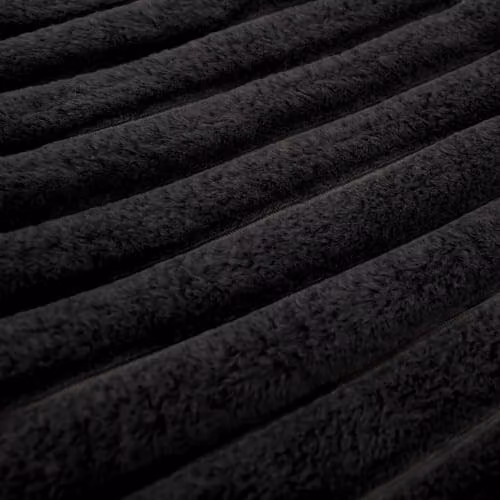 OHS Faux Fur Ribbed Fleece Throw Blanket, Black, W/D/H: 150 x 200 cm – 4