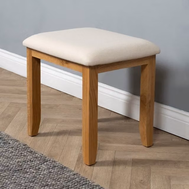 Elm Home And Garden Oak Dressing Table Stool in Neutral Brown