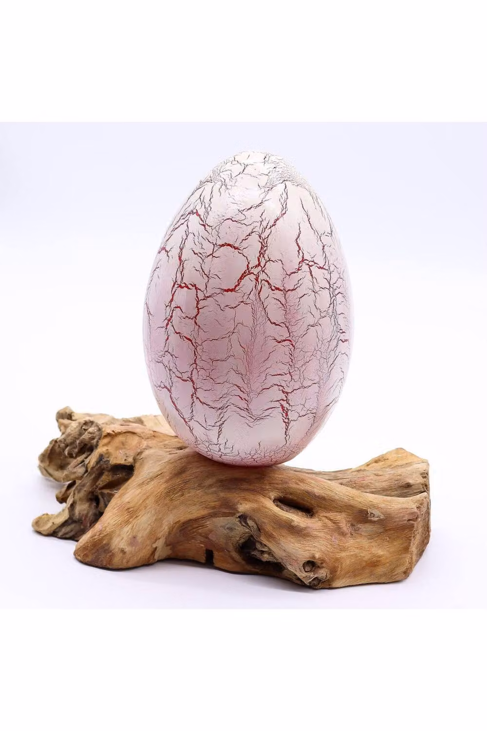 KDMD DriftGlow Crackle Fire Egg Tabletop Lamp in Orange with Indonesian Driftwood and LED Bulb – 2