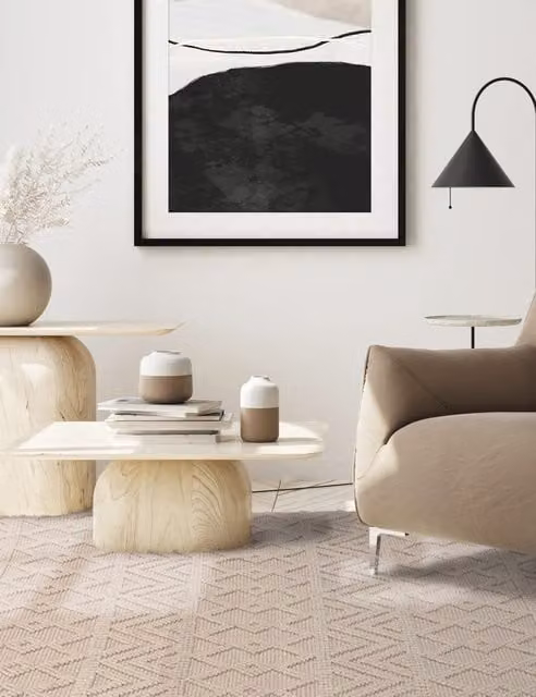 Asiatic Asra Geometric Pure Wool Rug in Ivory, White and Beige with Fringes