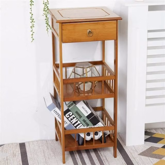 KORVIXA Brown Bedside Table and Nightstand, W/D/H: 30 x 30 x 78 cm – 1