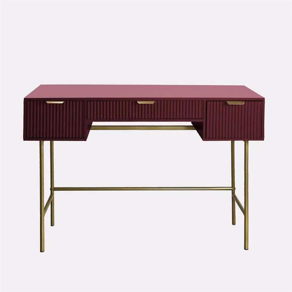 OHS Modern Ribbed Metal Dressing Table in Red, W/D/H: 110 x 75 x 35 cm – 3