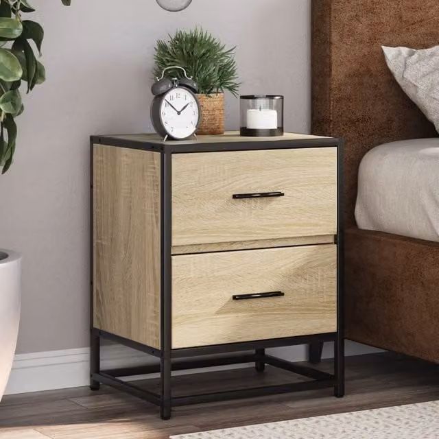 Berkfield Home Set of 2 Bedside Cabinets in Sonoma Oak Brown, W/D/H: 40 x 31 x 50 cm – 1