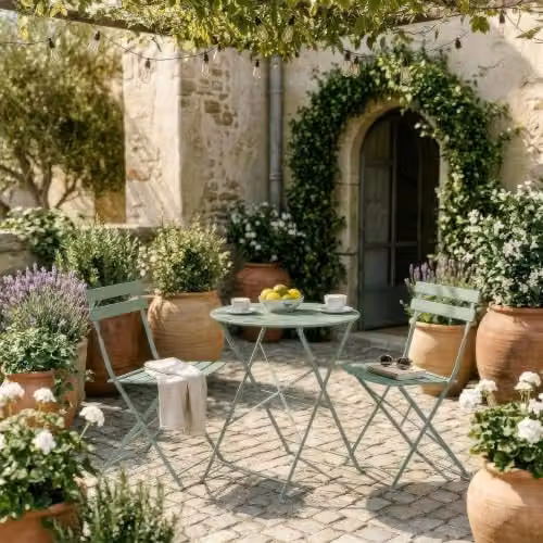 Harbour Housewares 2 Seater Round Bistro Garden Furniture Set in Matt Green – 2