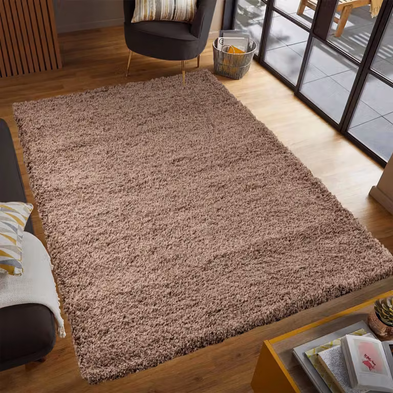 Smart Living Shaggy Area Rug in Beige, 5cm Pile, W/D: 80 x 150 cm