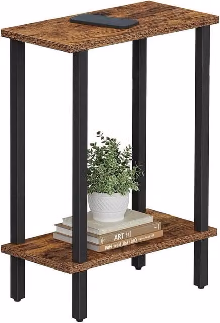FORGEVIO Industrial Small Side Table in Brown