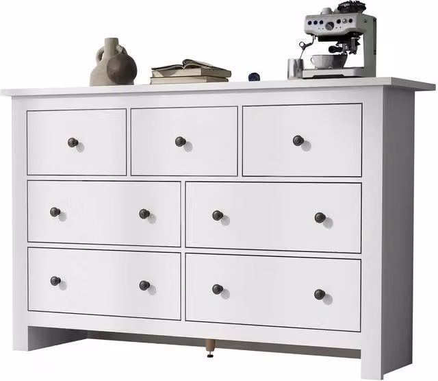 Rolipo Large White Lacquered Sideboard Storage Cabinet with 7 Drawers – 1