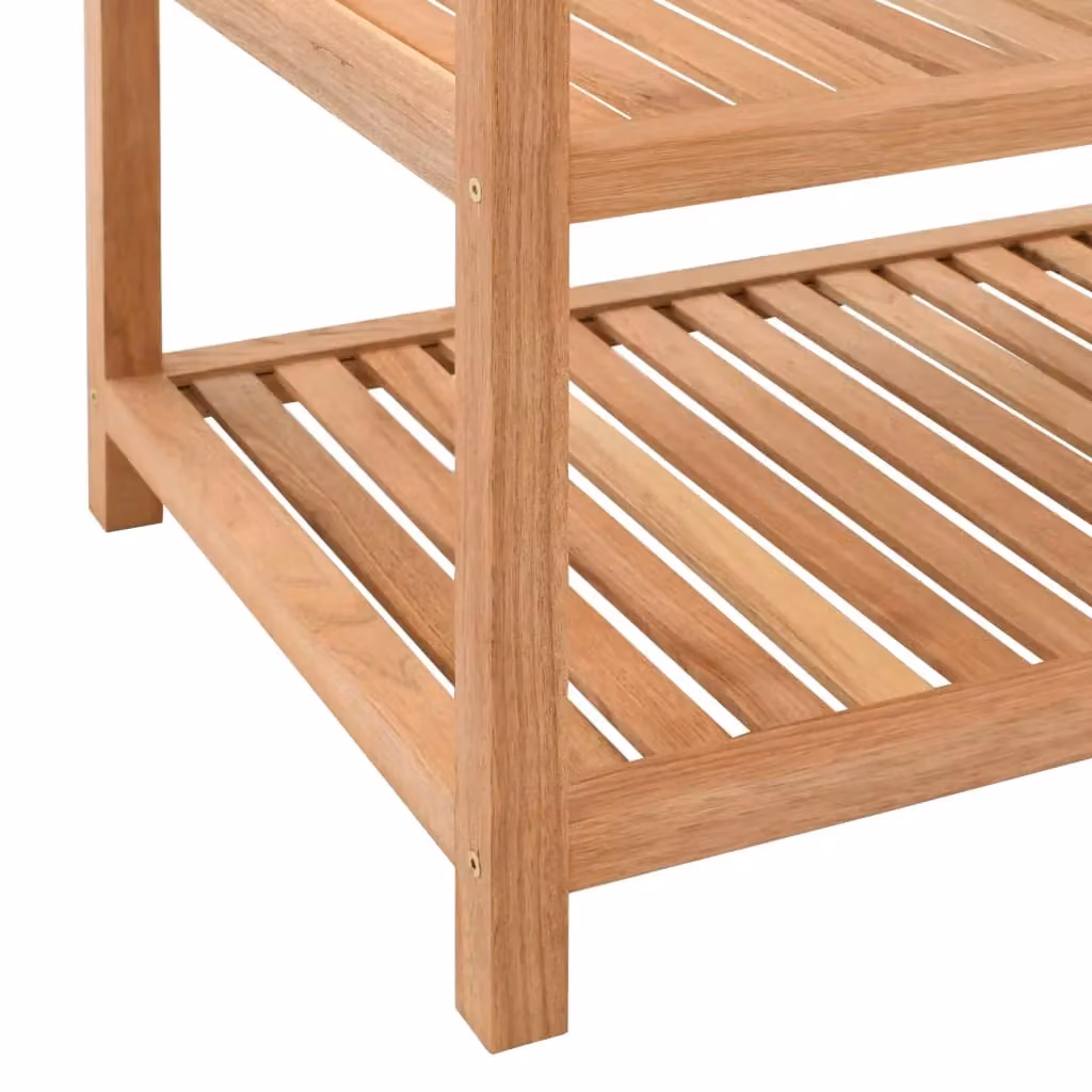 Berkfield Home Solid Walnut Wood Bathroom Shelf, Brown, W: 65 cm, D: 40 cm, H: 55 cm – 4
