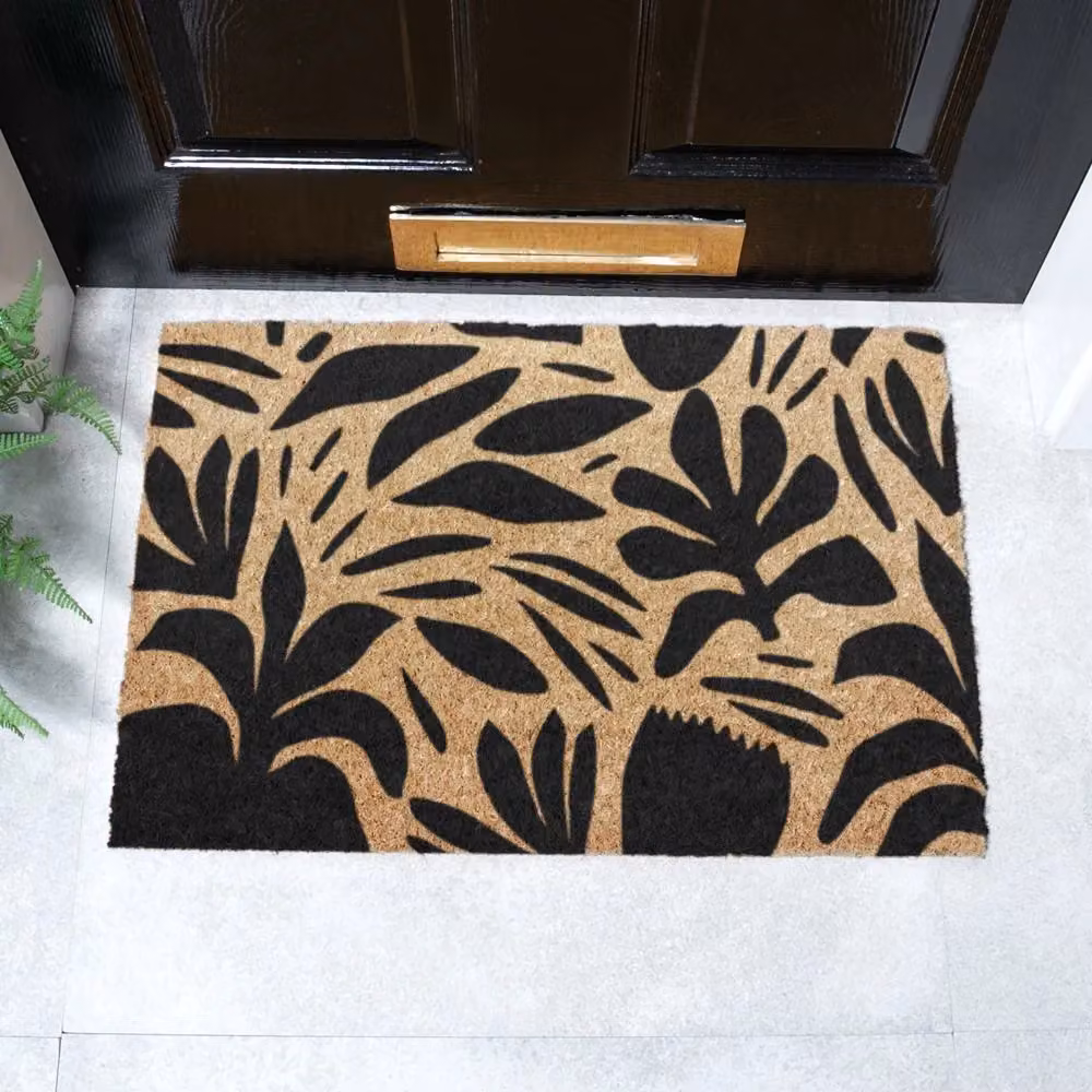 Artsy Mats Abstract Leaf Pattern Doormat in Black, W/D: 60 x 40 cm – 2