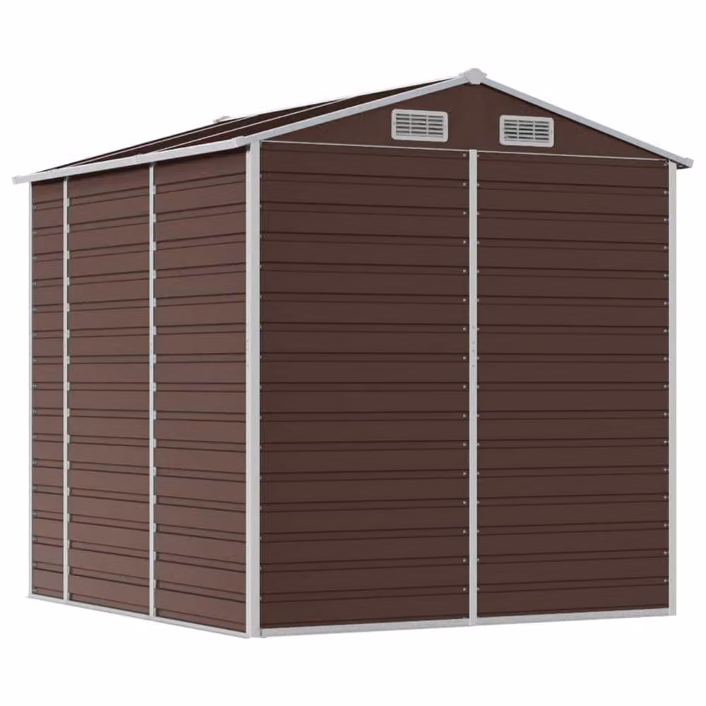 Berkfield Home Garden Shed in Brown Galvanised Steel, W/D/H: 191 x 215 x 198 cm – 4